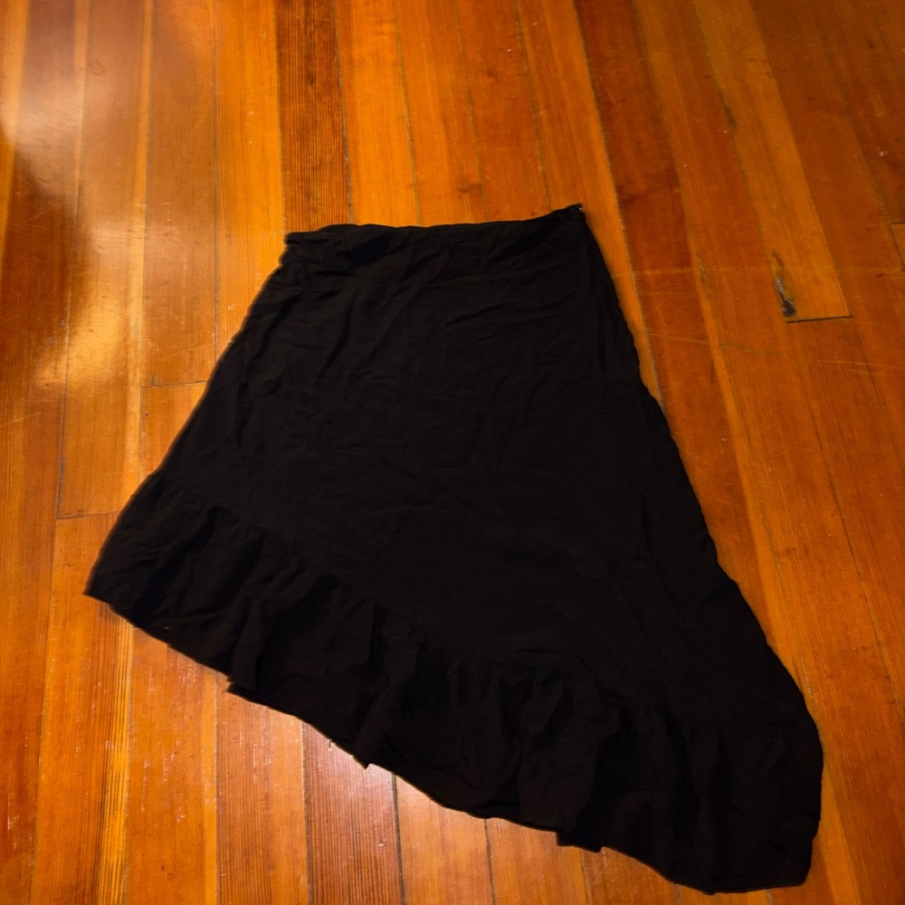 Nine West Black Asymmetrical Ruffle Skirt